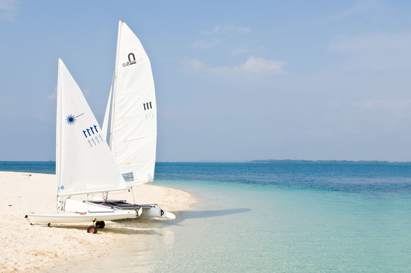 boats at the beach at Nikoi Island, Indonesia